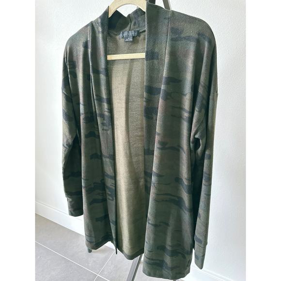 Sanctuary Anthropologie Size Medium Green Camo Long Cardigan Sweater Casual - Picture 2 of 8